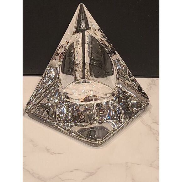 Nybro Crystal Pyramid Candle Holders by Tord Kjellstrom Sweden MCM Set of 2 - Picture 2 of 11